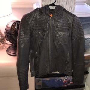 Kors Michael Kors Real Leather Jacket with Hood